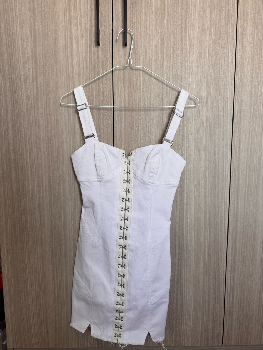 For Love And Lemons White Hook-Front Mini Dress